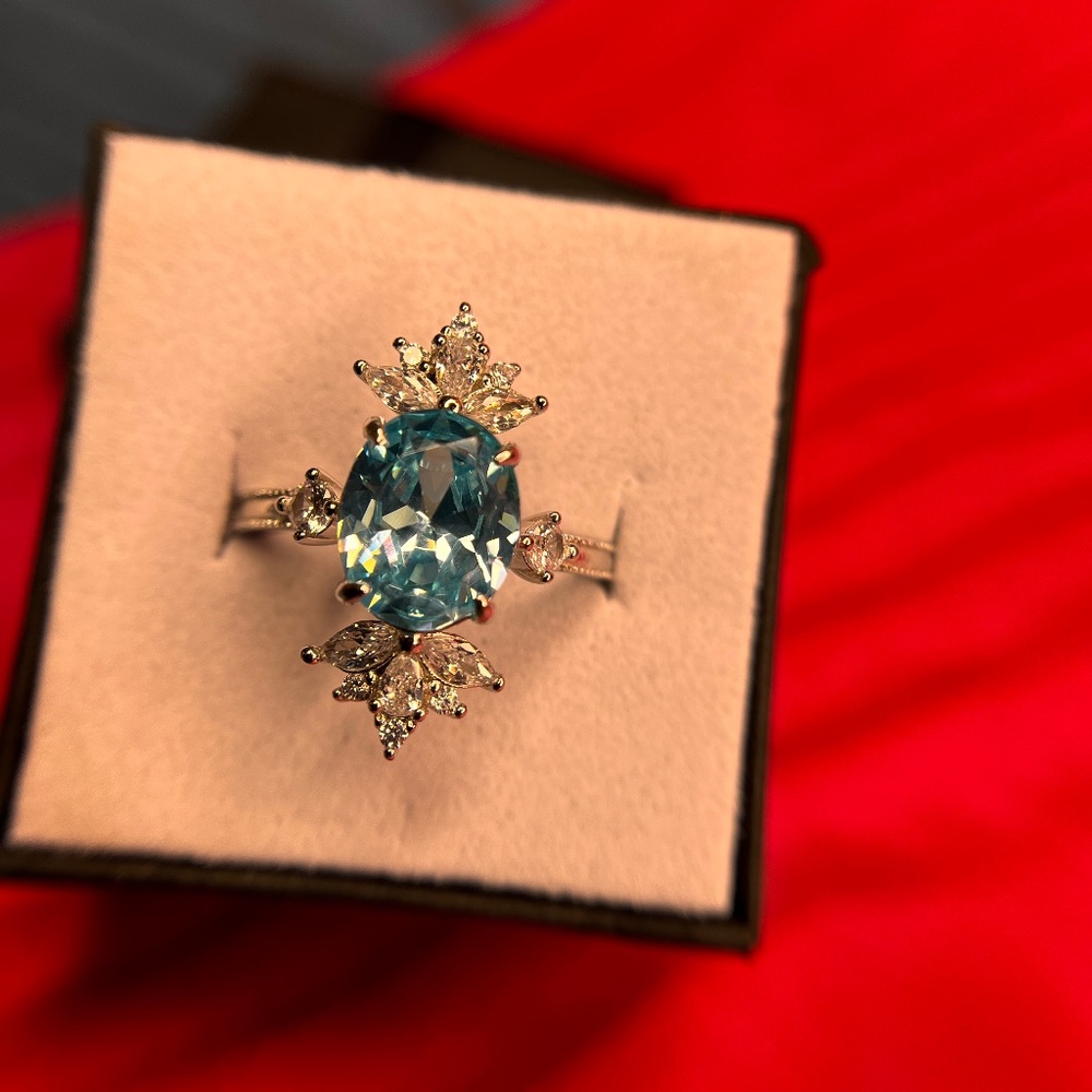 Bomb Party The Sterling Club Aquamarine Cubic Zirconia + .925 Solid Sterling Sil